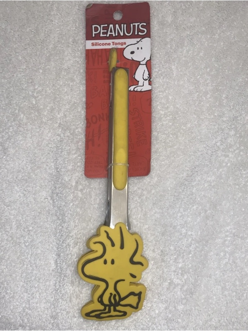 Peanuts Snoopy WOODSTOCK Yellow Kitchen Silicone Metal Tongs Heat Resistant NWT